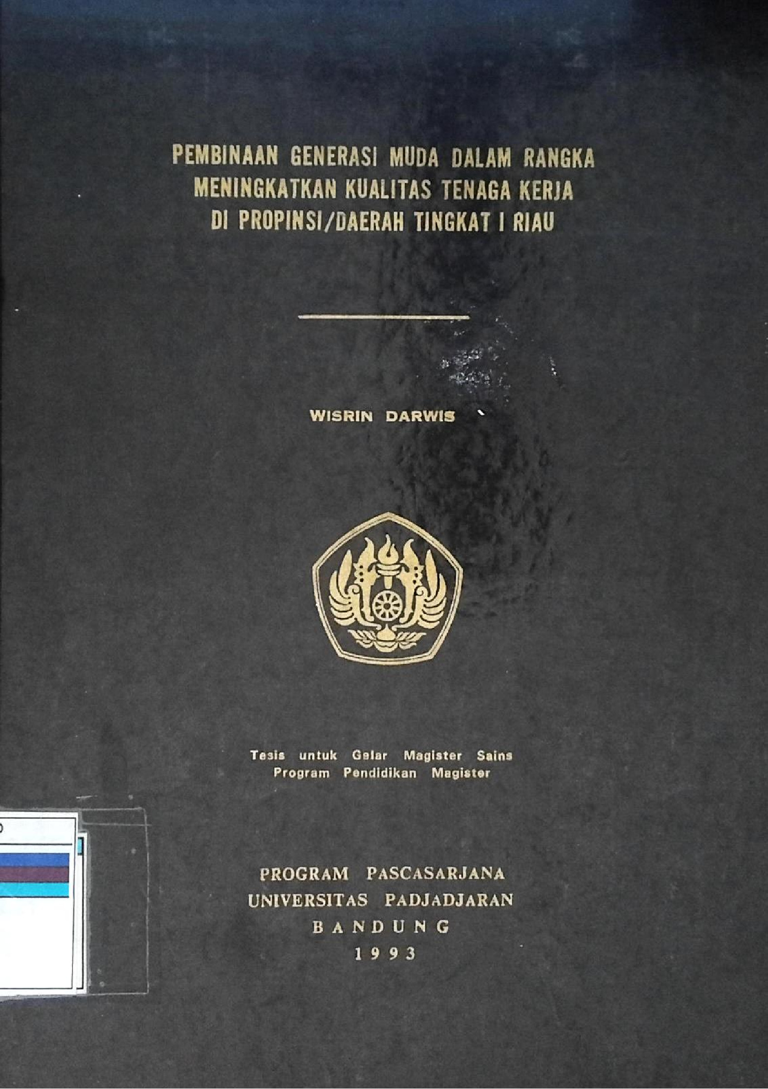 Pembinaan Generasi Muda Dalam Rangka Meningkatkan kualitas Tenaga Kerja di Provinsi/Daerah Tingkat I Riau